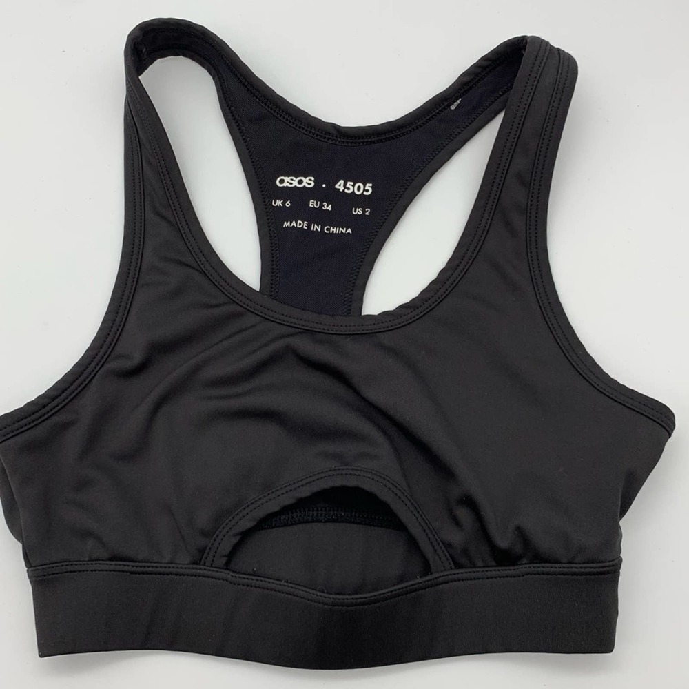 ASOS 4505 Black Cutout Razorback Sports Bra Size 2